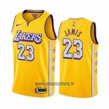 Maillot Los Angeles Lakers Lebron James No 23 Ville 2019-20 Jaune
