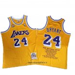 Maillot Los Angeles Lakers Kobe Bryant No 24 Jaune