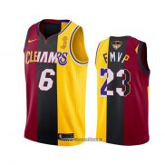 Maillot Los Angeles Lakers Lebron James 2020 Fmvp Heat Cavaliers Split Dual Number Rouge Or