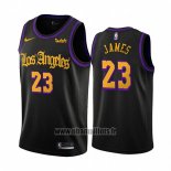 Maillot Los Angeles Lakers Lebron James No 23 Ville 2019-20 Noir