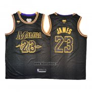 Maillot Los Angeles Lakers LeBron James No 23 Black Mamba Noir