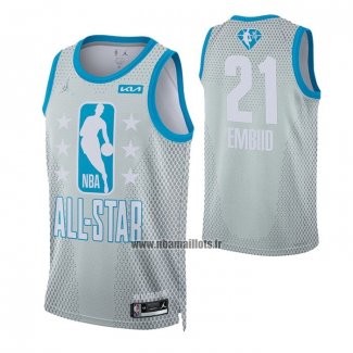 Maillot All Star 2022 Philadelphia 76ers Joel Embiid NO 21 Gris