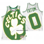 Maillot Boston Celtics Jayson Tatum No 0 Mitchell & Ness Big Face Blanc