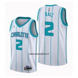 Maillot Charlotte Hornets Lamelo Ball No 2 Hardwood Classics 2020-21 Blanc