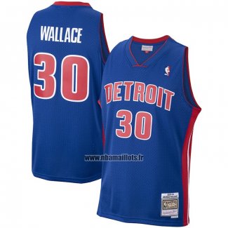 Maillot Detroit Pistons Rasheed Wallace NO 30 Mitchell & Ness 2003-04 Bleu