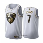 Maillot Golden Edition Brooklyn Nets Kevin Durant No 7 Blanc
