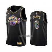 Maillot Golden Edition Los Angeles Lakers LeBron James NO 6 2021-22 Noir