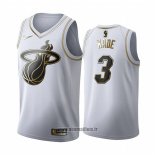 Maillot Golden Edition Miami Heat Dwyane Wade No 3 Blanc