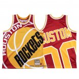 Maillot Houston Rockets Personnalise NO 0 Mitchell & Ness Big Face Rouge