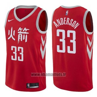 Maillot Houston Rockets Ryan Anderson No 33 Ville 2017-18 Rouge
