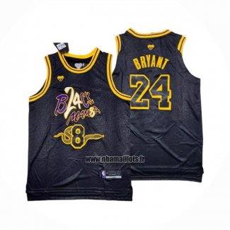 Maillot Los Angeles Lakers Kobe Bryant NO 8 24 Black Mamba Snakeskin Noir