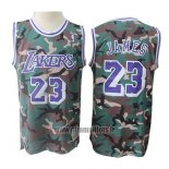 Maillot Los Angeles Lakers Lebron James No 23 Camuflaje Vert