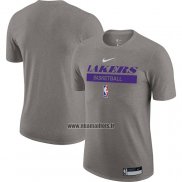 Maillot Manche Courte Los Angeles Lakers Practice Performance 2022-23 Gris