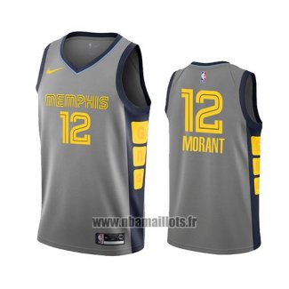 Maillot Memphis Grizzlies Ja Morant No 12 Ville 2019-20 Gris