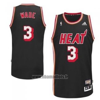 Maillot Miami Heat Dwyane Wade No 3 Retro Noir