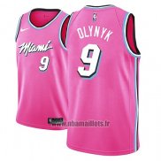 Maillot Miami Heat Kelly Olynyk No 9 Earned 2018-19 Rosa