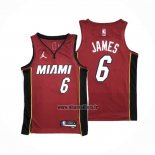 Maillot Miami Heat LeBron James NO 6 Statement 2020-21 Rouge