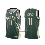 Maillot Milwaukee Bucks Brook Lopez No 11 Earned 2020-21 Vert