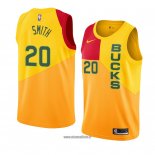 Maillot Milwaukee Bucks Jason Smith No 20 Ville 2018-19 Jaune