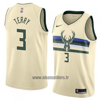 Maillot Milwaukee Bucks Jason Terry No 3 Ville 2018 Crema