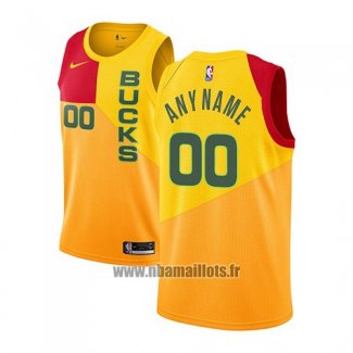 Maillot Milwaukee Bucks Personnalise Ville 2018-19 Jaune