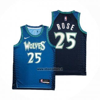 Maillot Minnesota Timberwolves Derrick Rose NO 25 Ville 2021-22 Bleu