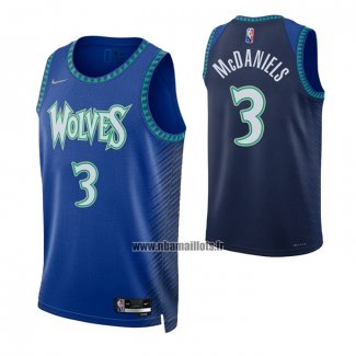 Maillot Minnesota Timberwolves Jaden Mcdaniels NO 3 Ville 2021-22 Bleu