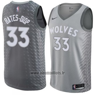 Maillot Minnesota Timberwolves Keita Bates-diop No 33 Ville 2017-18 Gris