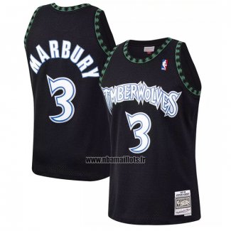 Maillot Minnesota Timberwolves Stephon Marbury NO 3 Mitchell & Ness 1997-98 Noir