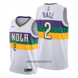 Maillot New Orleans Pelicans Lonzo Ball No 2 Ville Blanc