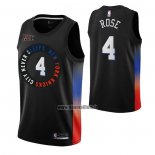 Maillot New York Knicks Derrick Rose No 4 Ville 2020-21 Noir