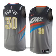 Maillot Oklahoma City Thunder Deonte Burton No 30 Ville 2018 Gris