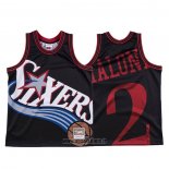 Maillot Philadelphia 76ers Moses Malone NO 2 Mitchell & Ness Big Face Noir