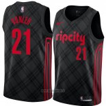 Maillot Portland Trail Blazers Noah Vonleh No 21 Ville 2018 Noir