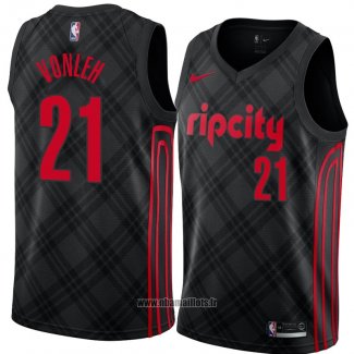 Maillot Portland Trail Blazers Noah Vonleh No 21 Ville 2018 Noir