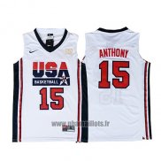 Maillot USA 1992 Carmelo Anthony No 15 Blanc