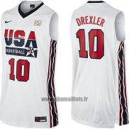 Maillot USA 1992 Clyde Drexler No 10 Blanc