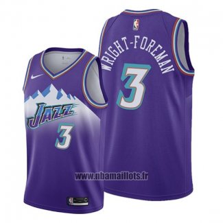 Maillot Utah Jazz Justin Wright Foreman No 3 Hardwood Classics 2019-20 Volet