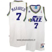 Maillot Utah Jazz Pete Maravich No 7 Retro Blanc