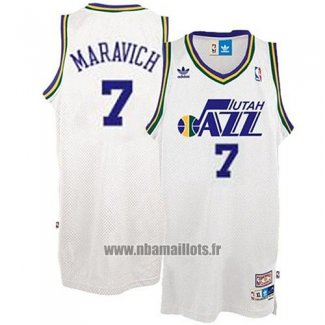Maillot Utah Jazz Pete Maravich No 7 Retro Blanc