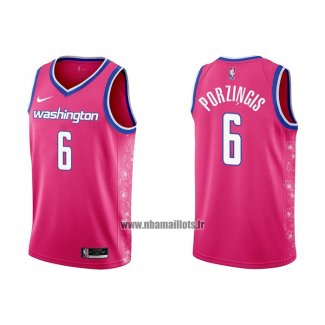 Maillot Washington Wizards Kristaps Porzingis NO 6 Ville 2022-23 Rosa