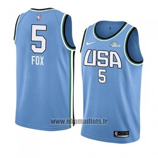 Maillot 2019 Rising Star De'aaron Fox No 5 World Bleu