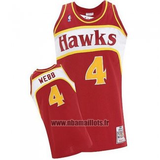 Maillot Atlanta Hawks Spud Webb No 4 Retro Rouge