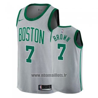 Maillot Boston Celtics Brown No 7 Ville 2017-18 Gris