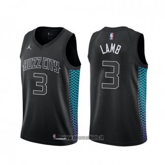 Maillot Charlotte Hornets Jeremy Lamb NO 3 Ville Noir