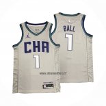 Maillot Charlotte Hornets Lamelo Ball NO 1 Ville Edition Gris