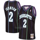 Maillot Charlotte Hornets Larry Johnson NO 2 Mitchell & Ness 1992-93 Noir