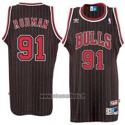 Maillot Chicago Bulls Dennis Rodman No 91 Retro Noir