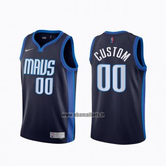 Maillot Dallas Mavericks Personnalise Earned 2020-21 Bleu