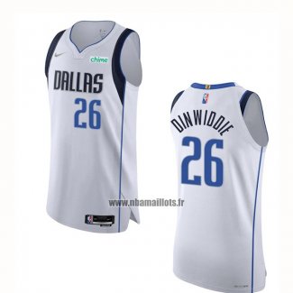 Maillot Dallas Mavericks Spencer Dinwiddie NO 26 Association Authentique Blanc